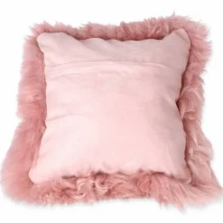 Schaffell-Kissen rosa 35 x 35 cm