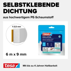 Schaumstoffdichtung Standard 'Insulation' weiß 0,4 x 0,9 x 600 cm