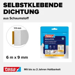 Schaumstoffdichtung Universal 'Insulation' weiß 0,6 x 0,9 x 600 cm
