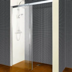 Schiebetür 'Beta' für Nische links 140 x 190 cm chrom