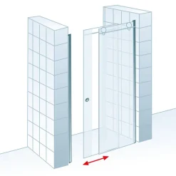 Schiebetür für Nische 'MasterClass' rechts, teilgerahmt, Chromoptik, 120 x 200 cm