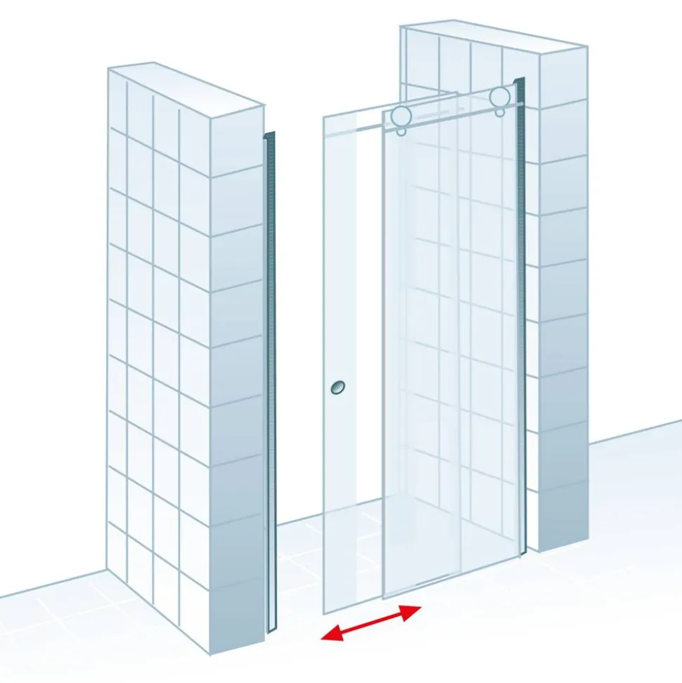 Schiebetür für Nische 'MasterClass' rechts, teilgerahmt, Chromoptik, 140 x 200 cm