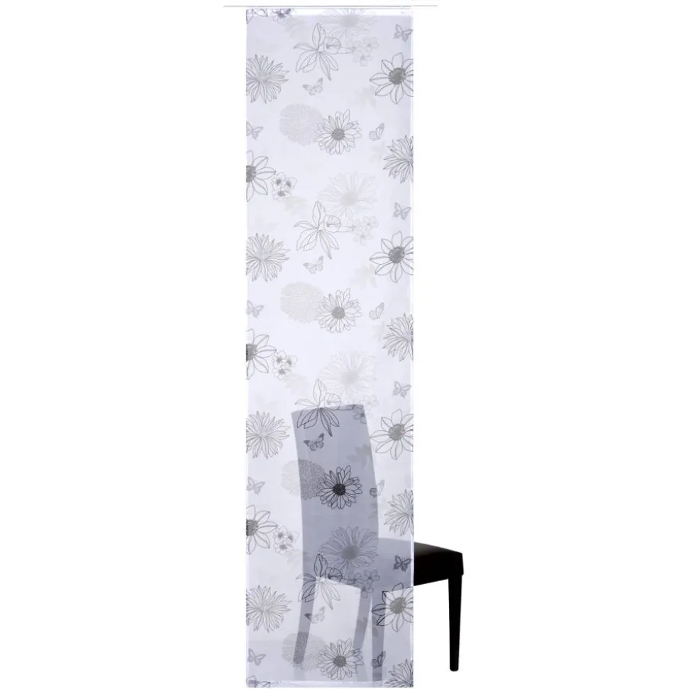 Schiebevorhang 'Flower Mix' grau-schwarz