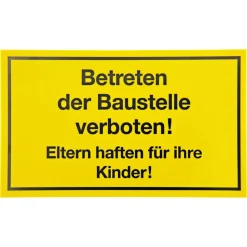 Schild 'Betreten der Baustelle verboten!' 15 x 25 cm