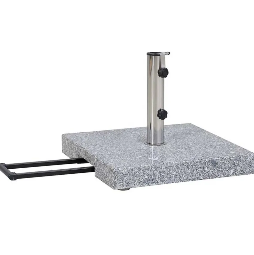 Schirmständer für Schirmmast mit Ø 25 - 48 mm Granit/Edelstahl 50 x 50 x 9 cm