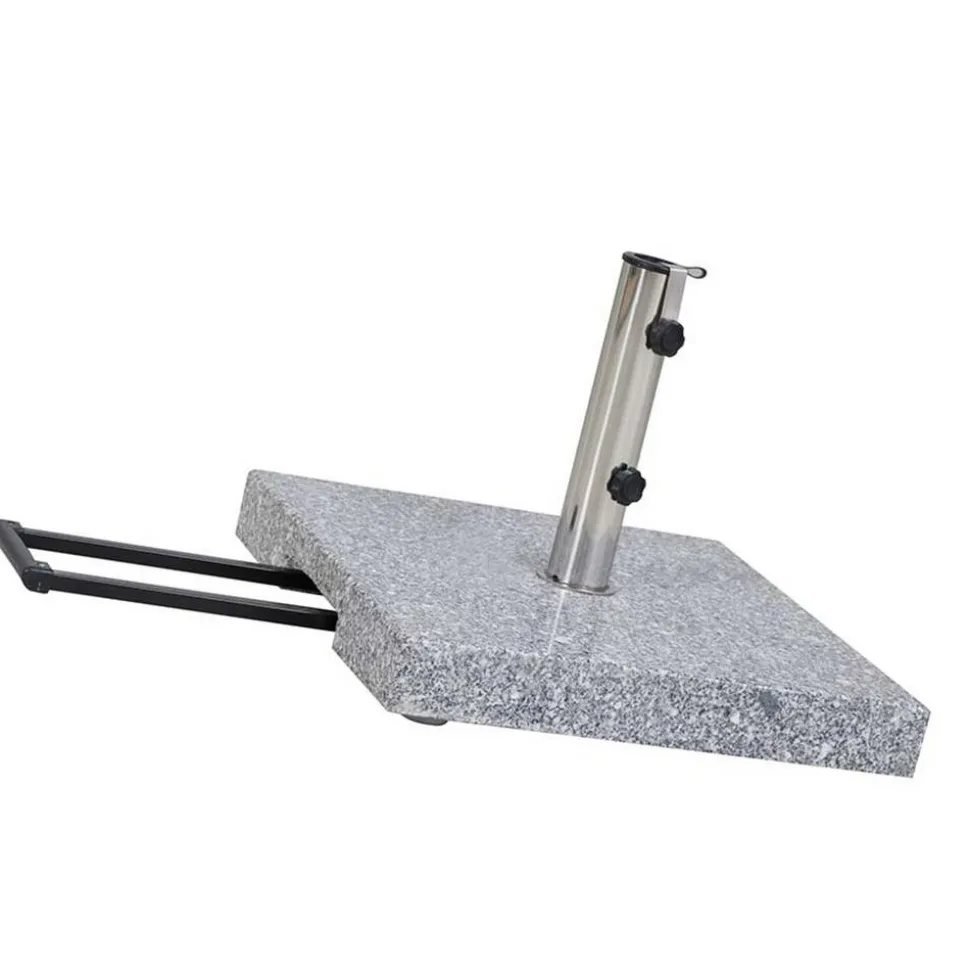 Schirmständer für Schirmmast mit Ø 25 - 48 mm Granit/Edelstahl 50 x 50 x 9 cm
