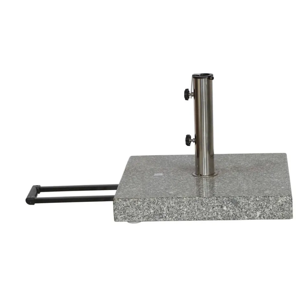 Schirmständer für Schirmmast mit Ø 25 - 48 mm Granit/Edelstahl 50 x 50 x 9 cm