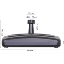 Schirmständer für Schirmmast mit Ø 25 - 32 mm Kunststoff 56 x 38,5 x 14 cm