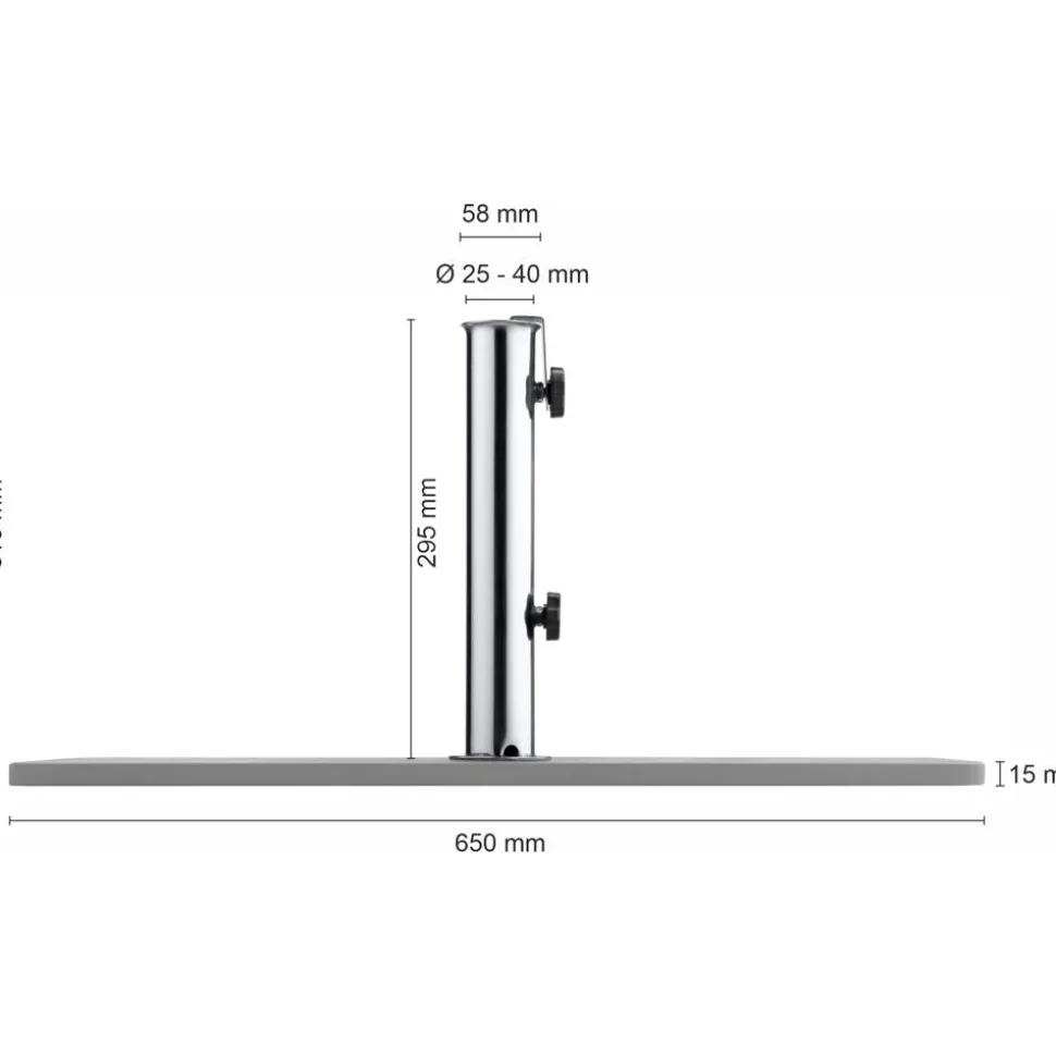 Schirmständer für Schirmmast mit Ø 25 - 40 mm Stahl 30 x 60 x 31,5 cm