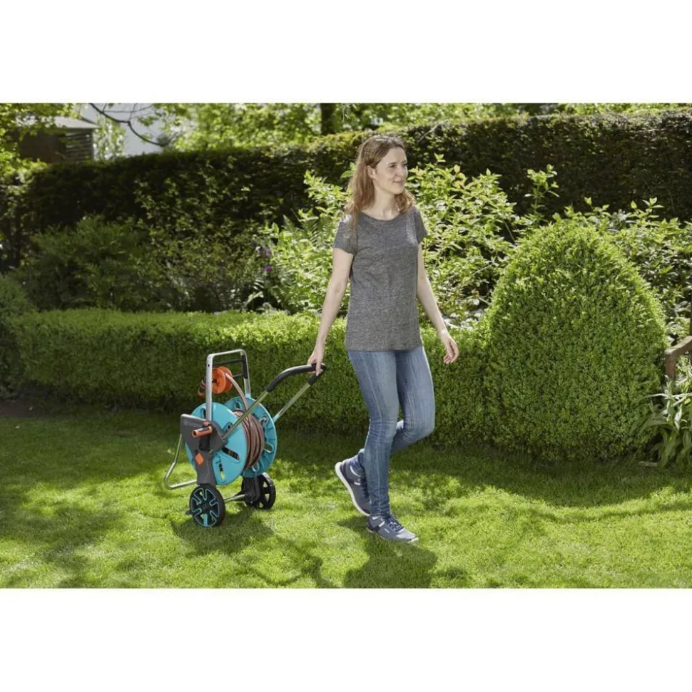 Schlauchwagen-Set 'CleverRoll M Easy' türkis, orange 20 m Schlauchkapazität