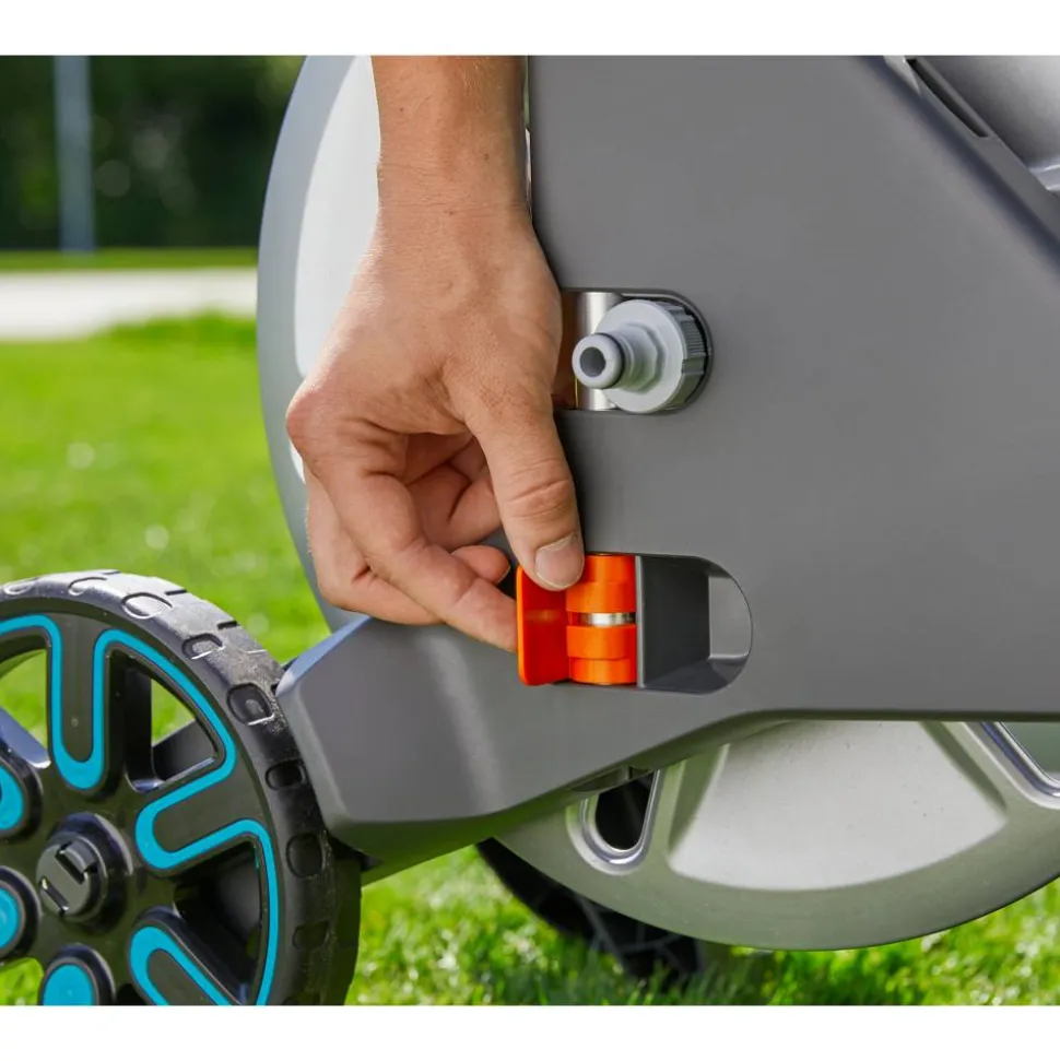 Schlauchwagen-Set 'CleverRoll M Easy Metall' silbern, orange 25 m Schlauchkapazität