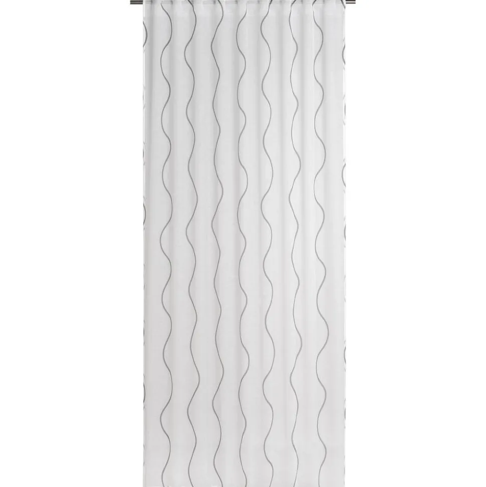 Schlaufenschal 'Curve' Effekt-Voile grau-weiß bedruckt 140 x 255 cm