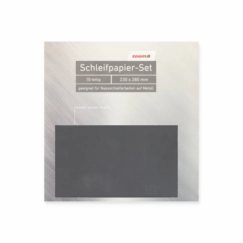Schleifpapier-Set für Metall 23 x 28 cm 10-teilig