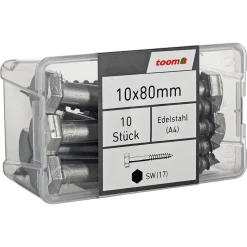 Schlüsselschrauben SW17 Edelstahl 10 x 80 mm 10 Stück