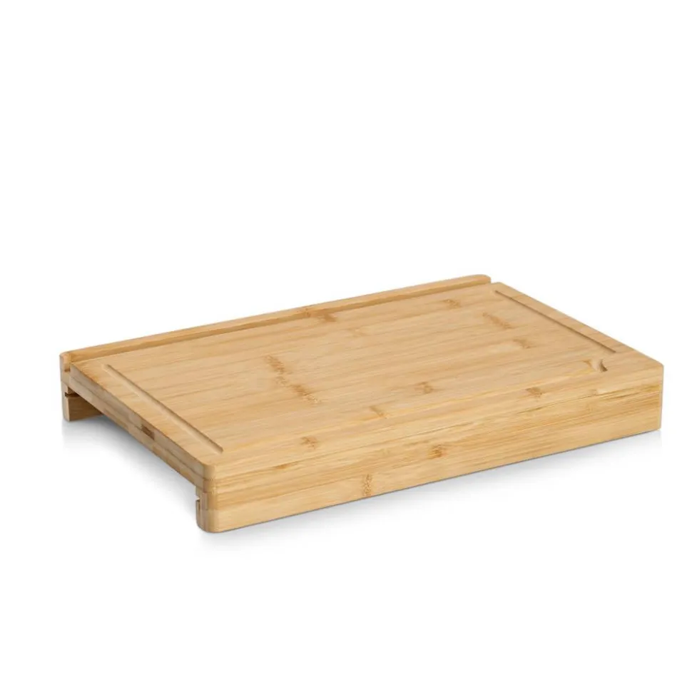 Schneidebrett mit Tablett & Tablet-Halter Bambus/Kunststoff 40 x 5,2 x 26,5 cm