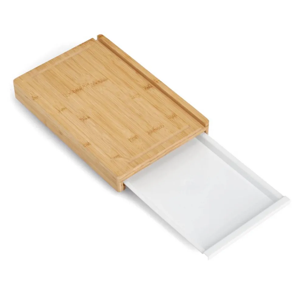 Schneidebrett mit Tablett & Tablet-Halter Bambus/Kunststoff 40 x 5,2 x 26,5 cm