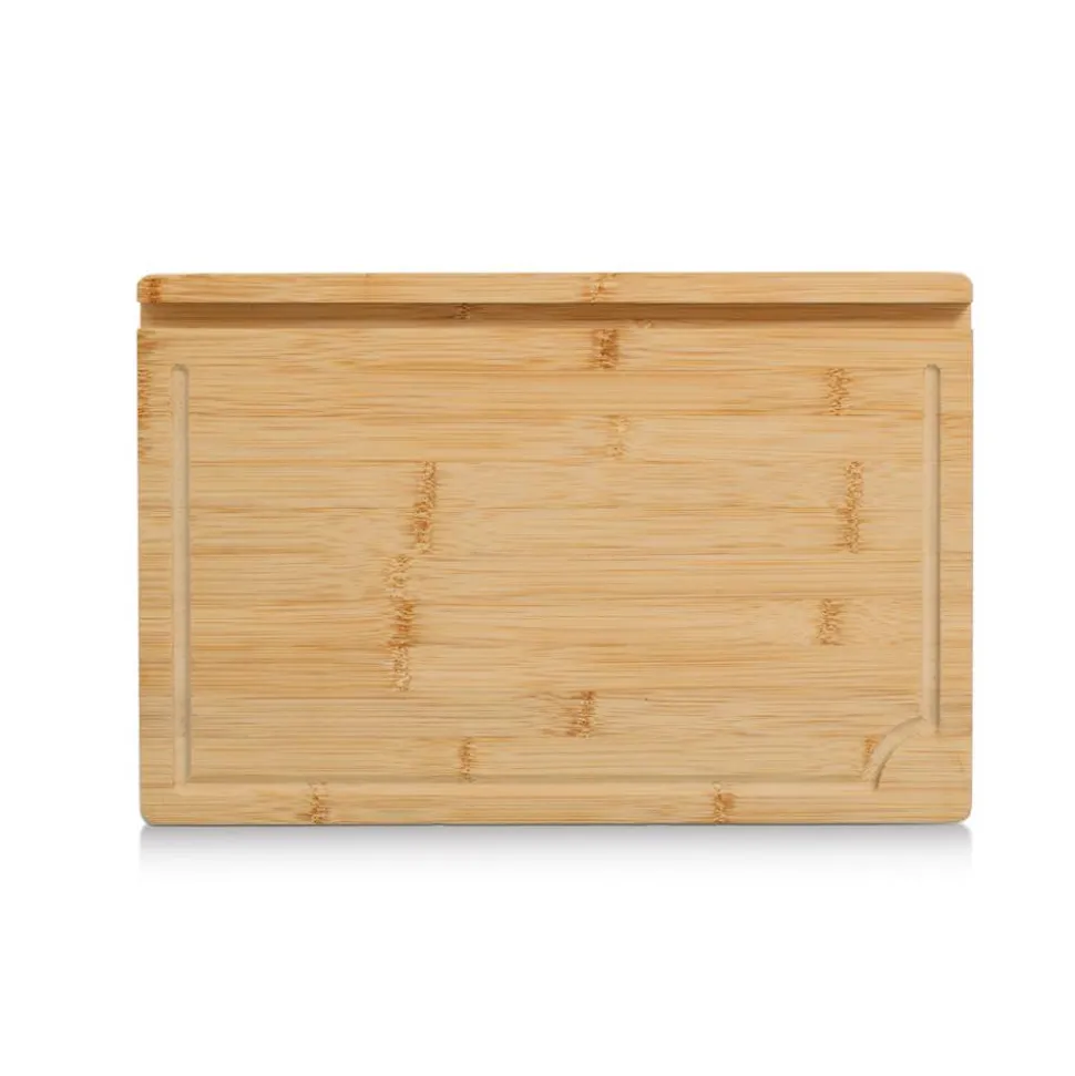 Schneidebrett mit Tablett & Tablet-Halter Bambus/Kunststoff 40 x 5,2 x 26,5 cm