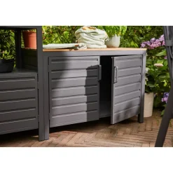 Schrank 'Sierra' Aluminium, Teakholz schwarz 100 x 70 x 56 cm