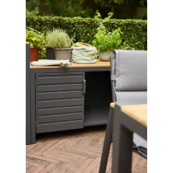 Schrank 'Sierra' Aluminium, Teakholz schwarz 100 x 70 x 56 cm