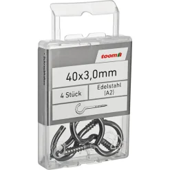 Schraubhaken Edelstahl A2 3,0 x 40 mm 4 Stück