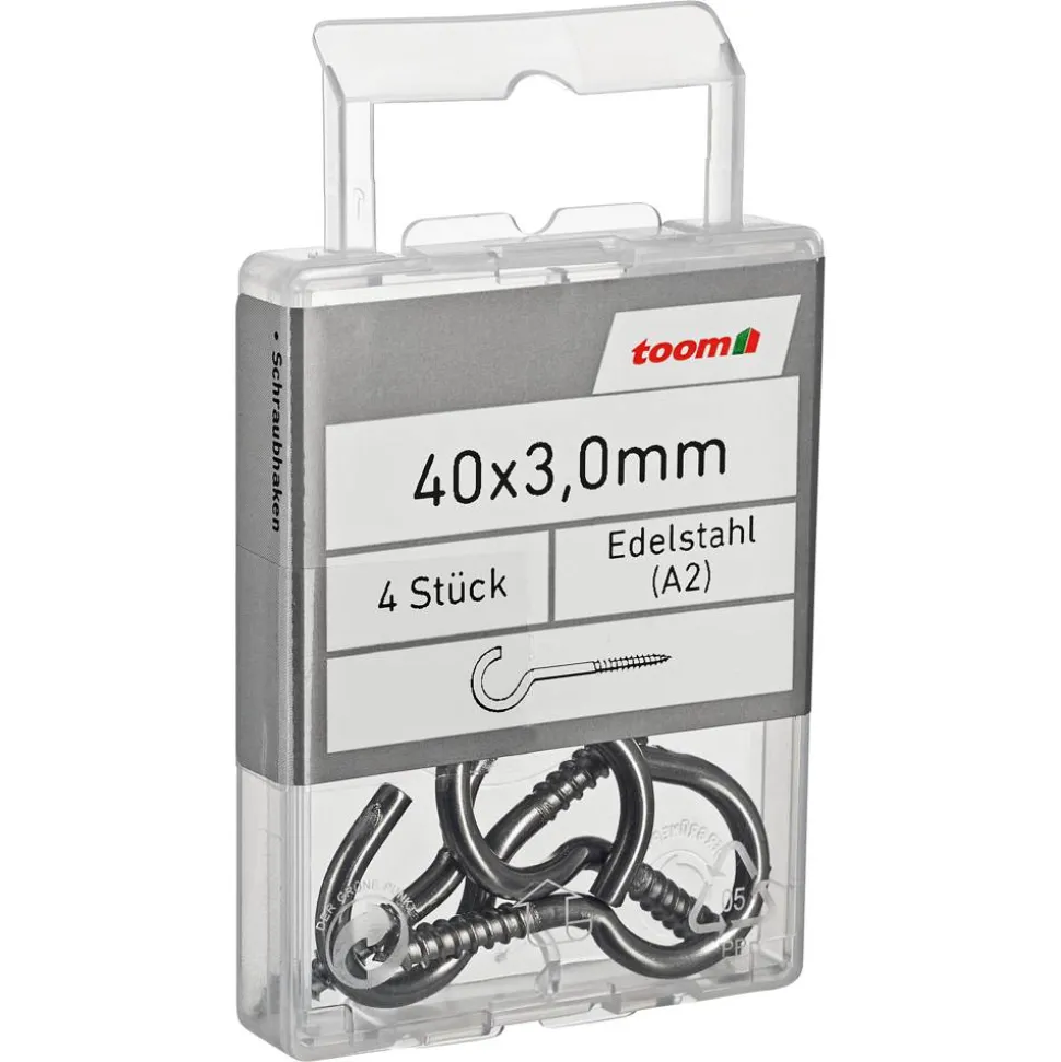 Schraubhaken Edelstahl A2 3,0 x 40 mm 4 Stück