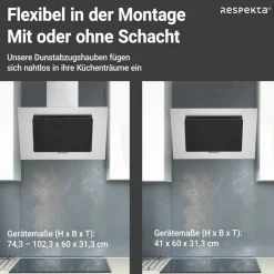 Schräghaube 'CH 2060 SBM' Edelstahl/Glas schwarz 60 cm