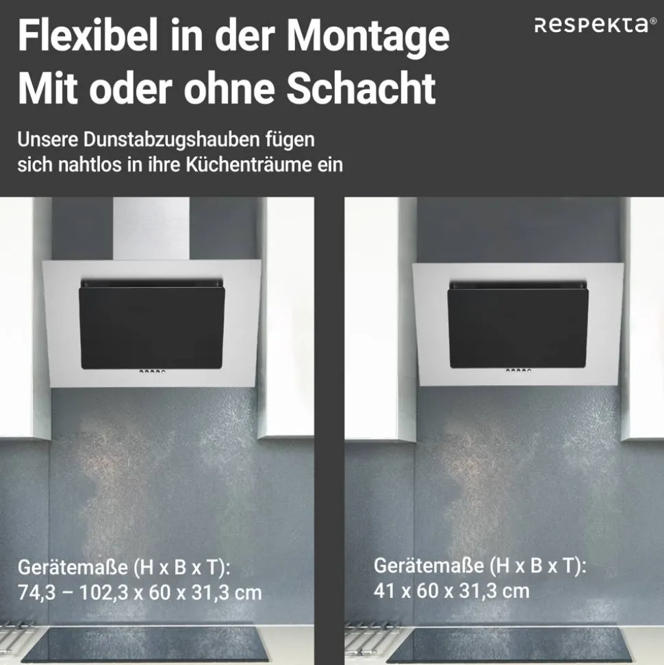 Schräghaube 'CH 2060 SBM' Edelstahl/Glas schwarz 60 cm