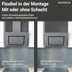 Schräghaube 'CH22020IXB' Edelstahl 60 cm