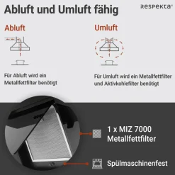 Schräghaube 'CH22010/90SBZ' Metall/Glas schwarz 90 cm