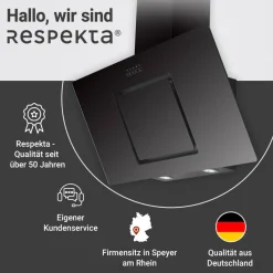 Schräghaube 'CH22010/90SBZ' Metall/Glas schwarz 90 cm