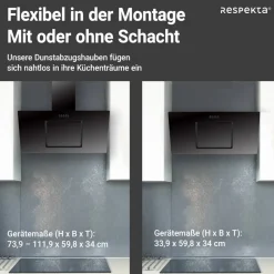 Schräghaube 'CH22010/90SBZ' Metall/Glas schwarz 90 cm