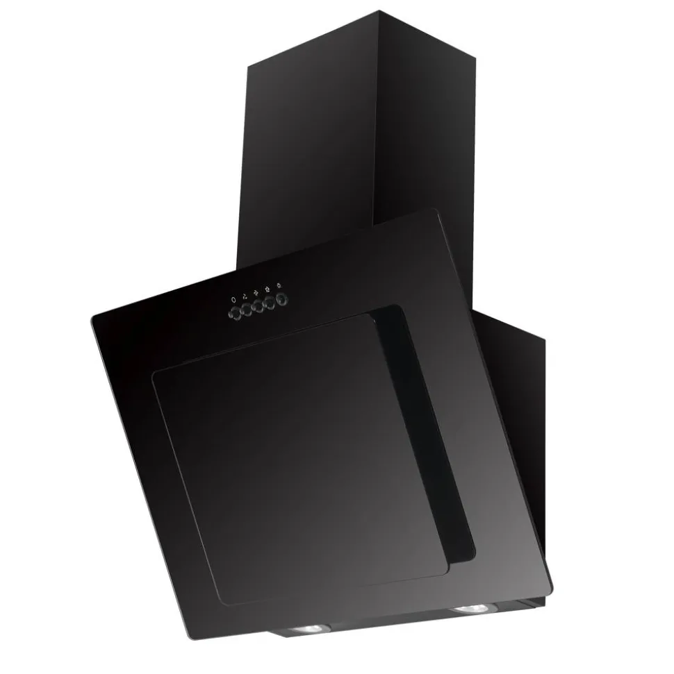 Schräghaube 'CH21060SBZ' Metall/Glas schwarz 60 cm