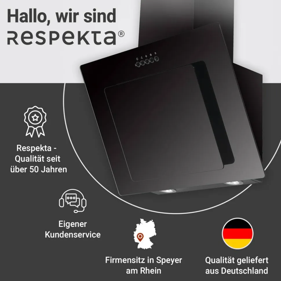 Schräghaube 'CH21060SBZ' Metall/Glas schwarz 60 cm