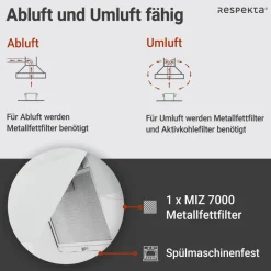 Schräghaube 'CH21060WBZ' Metall/Glas weiß 60 cm