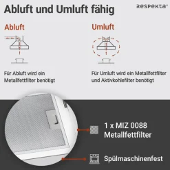 Schräghaube 'CH24080WM' Metall/Glas weiß 80 cm