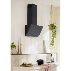 Schräghaube 'Sasha' mattschwarz mit Glasschirm 60 cm