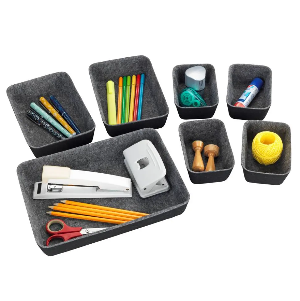 Schubladen Organizer grau Filz 7-teilig