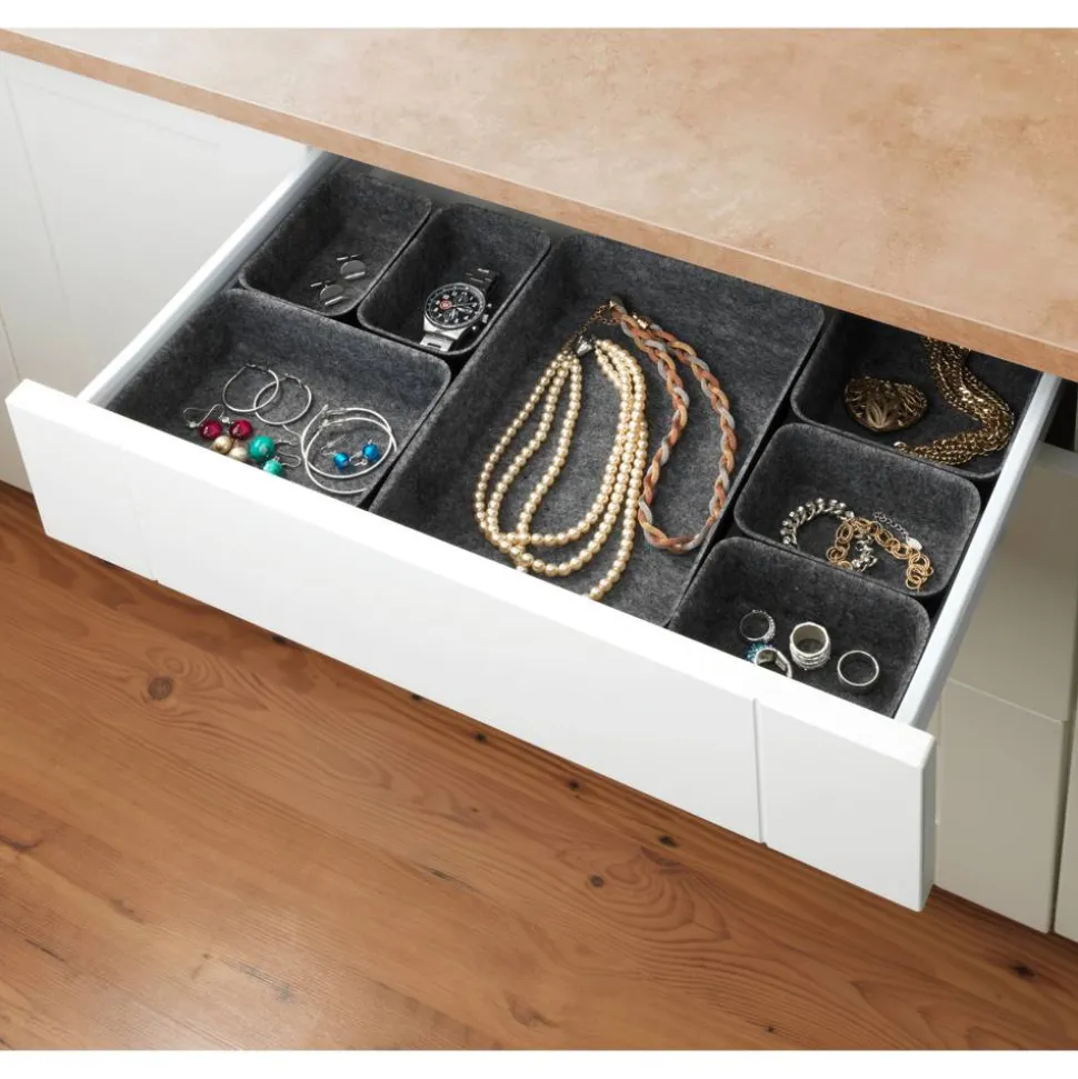 Schubladen Organizer grau Filz 7-teilig