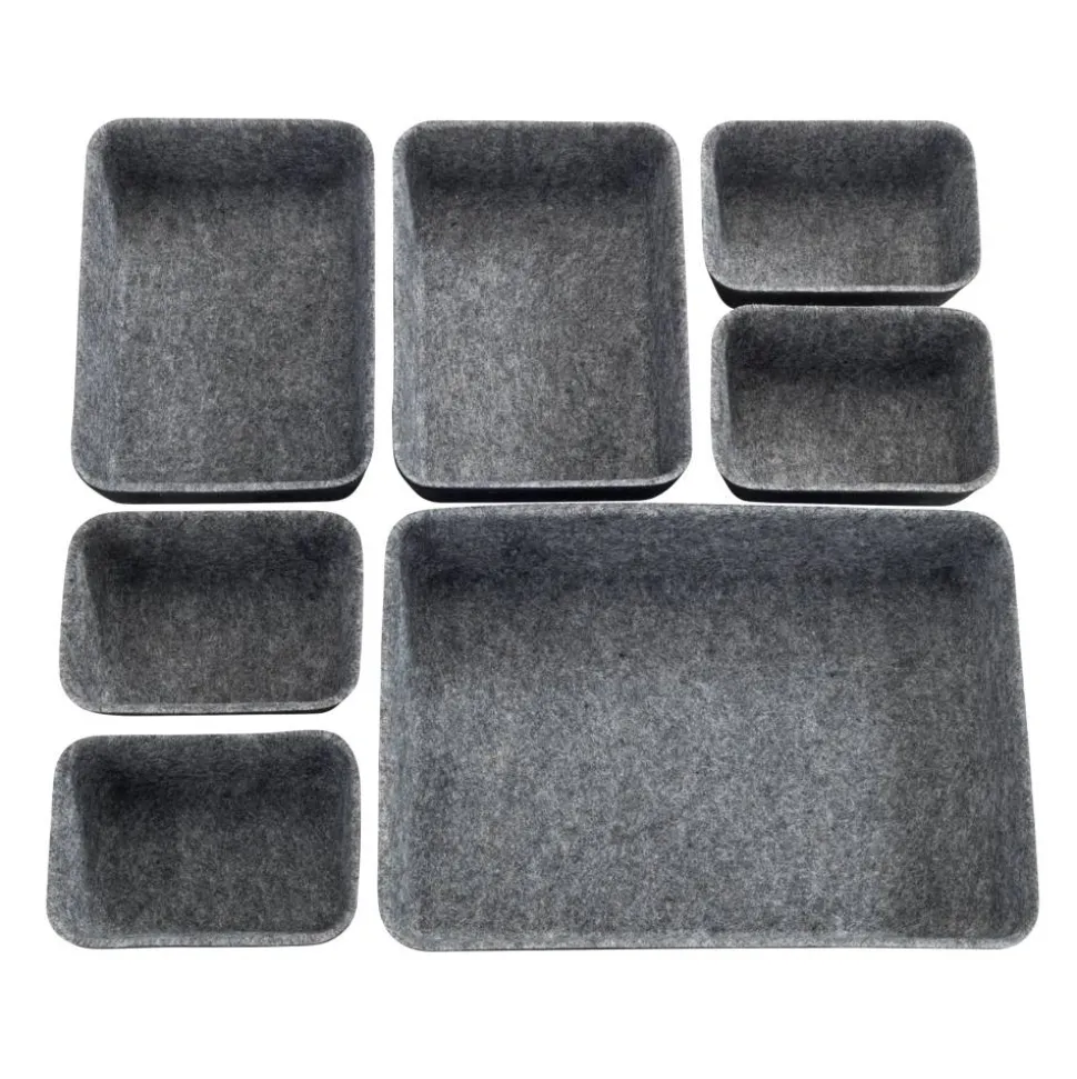 Schubladen Organizer grau Filz 7-teilig
