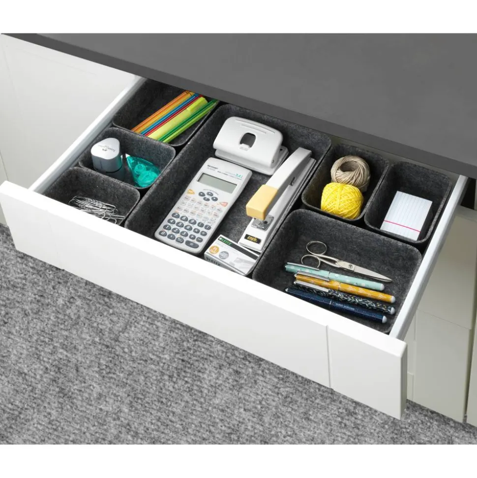 Schubladen Organizer grau Filz 7-teilig