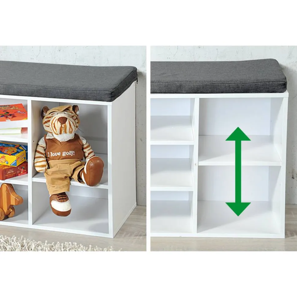 Schuhschrank mit Sitzkissen weiß 103,5 x 48 x 29,5 cm