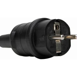 Schutzkontakt-Stecker Gummi schwarz 250 V 16 A, mit Knickschutz