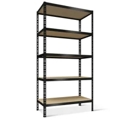 Schwerlastregal 180 x 90 x 40 cm mit 5 Böden, 175 kg Tragkraft, schwarz