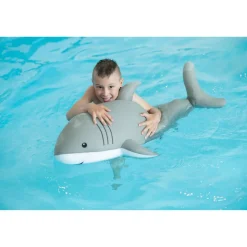 Schwimmtier 'Buddy Hai' grau Polyester 45 x 111 x 38 cm