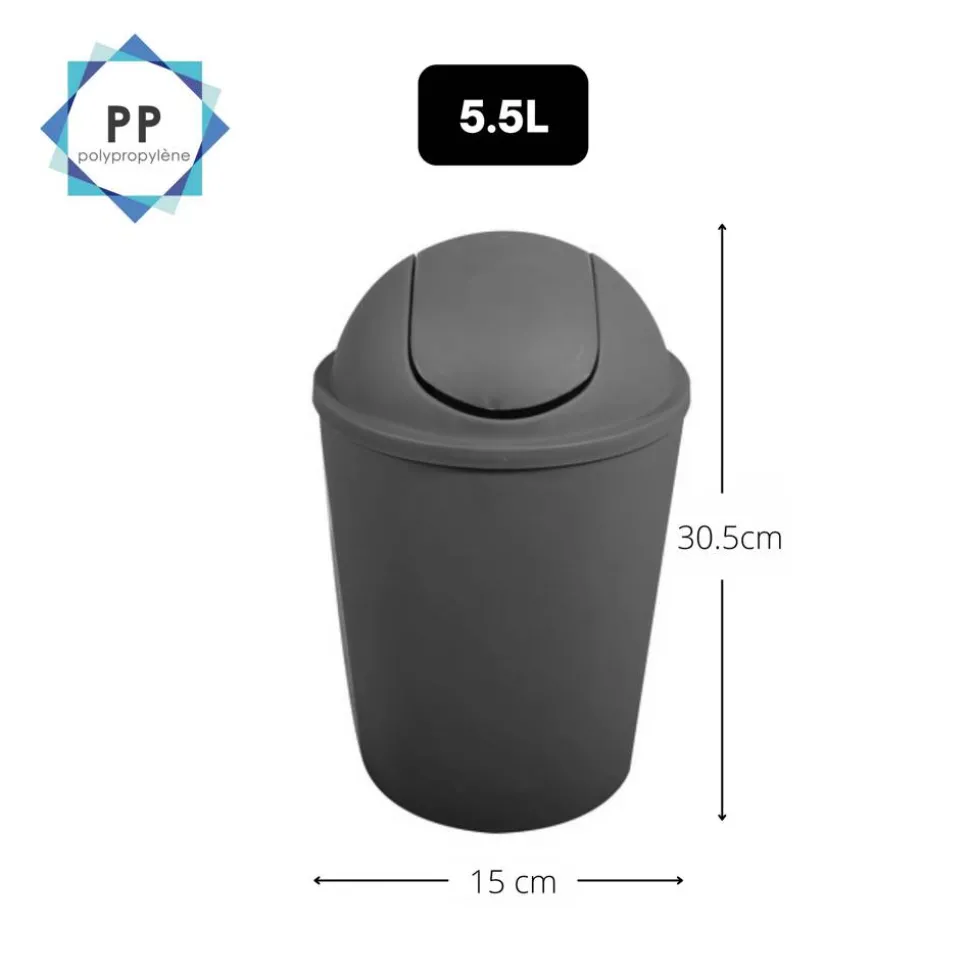Schwingdeckeleimer 'Ako' dunkelgrau 5,5 l