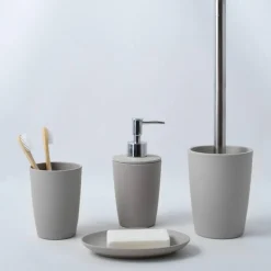 Seifenschale 'Takeo' Bambusfasern grau 15,3 x 10,4 x 2 cm
