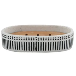 Seifenschale 'Yuma' Polyresin/Bambus sand-schwarz 12,8 x 8,3 x 2,7 cm
