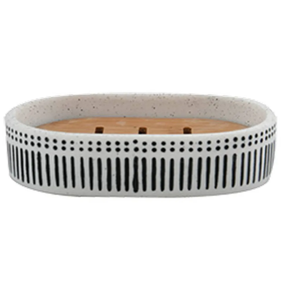 Seifenschale 'Yuma' Polyresin/Bambus sand-schwarz 12,8 x 8,3 x 2,7 cm