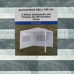 Seitenteil für Gartenpavillon grün/weiß 298 x 196 cm