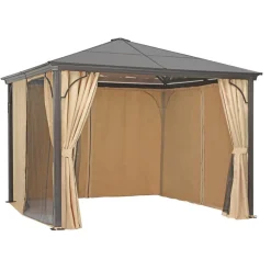 Seitenteil für Pavillon 'Hardtop' beige mit Moskitonetz 282 x 194 cm